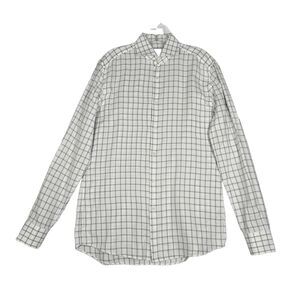 Boss Hugo Boss Shirt Men Medium White Gray Plaid Cancuni Button Up Casual Preppy